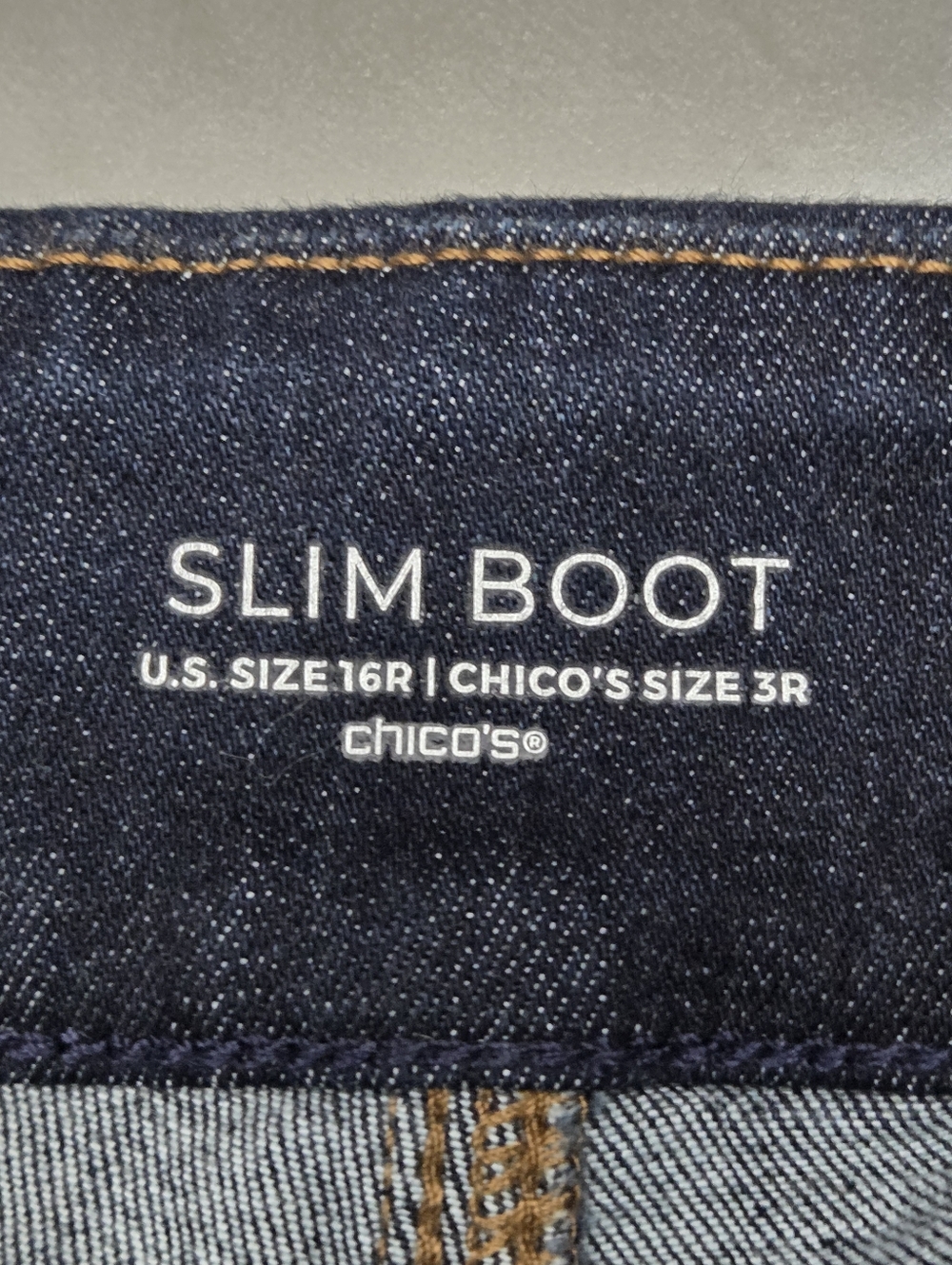 Chico's Dark Slim Boot Pull On Denim Jeans Size 16R - Picture 4 of 7